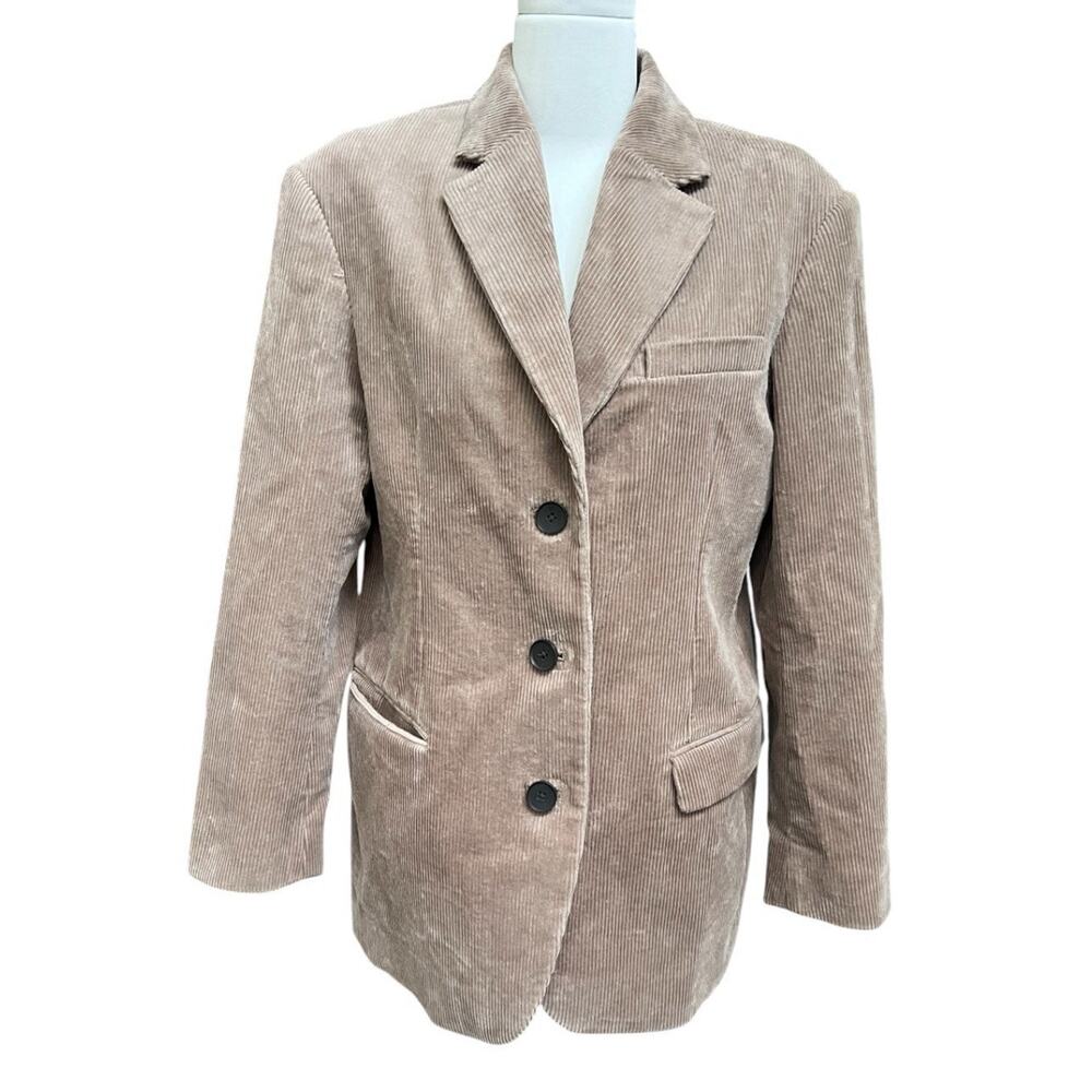 Everlane Corduroy 80s Blazer Tan Cotton Oversized Jacket Preppy Career Sz 2 Work - Picture 2 of 9